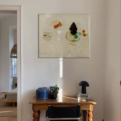 "Afternoon Tea" &ndash; Modern Abstract British Painting in Creamy White, Perfectly Sweet & Simple for Decorating Living Room or Bedroom: A Striking Wall Art Piece