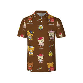 亚马逊跨境可爱的小熊 男式Polo衫 短袖T恤 广告衫 工作服文化衫