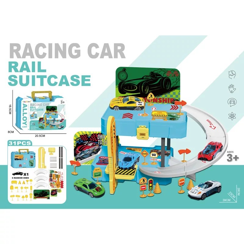 Los niños transfronterizos juegan a las casitas pista de estacionamiento traje de simulación de aleación de tráfico de coches bolsa de almacenamiento portátil de juguete