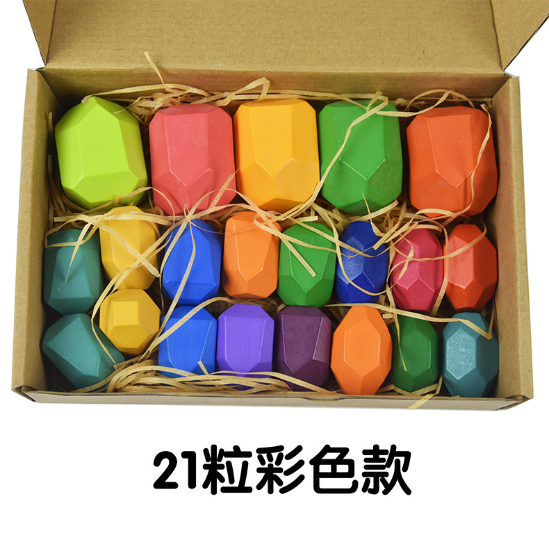 En stock transfronterizo Nórdico ins estilo colorido piedra educación temprana piedra apilada música de los niños de juguete de madera adornos