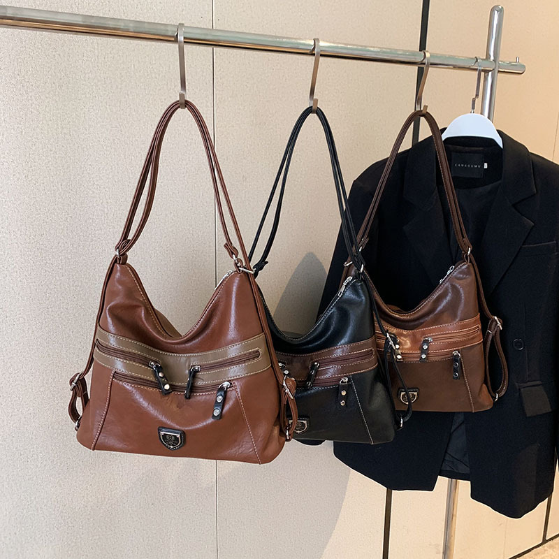 Femeii geantă de mână de umăr dublu Crossbody geantă de mână de mare capacitate geantă de mână retro cu un umăr la subraț_voghion.com