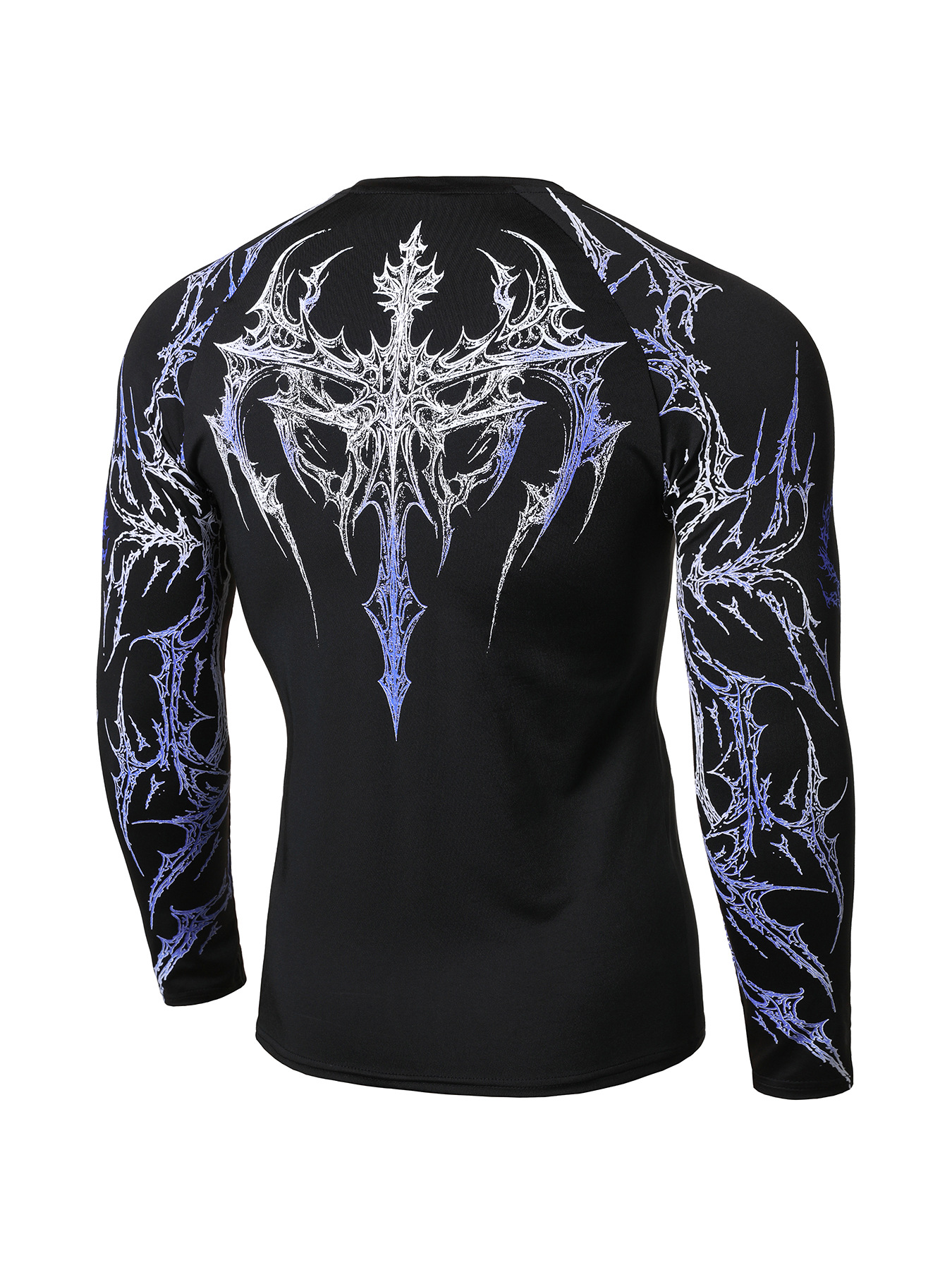 Men's Slim Fit Long Sleeve Workout Shirt Quick Dry Thermal Top with Metallic Floral Print Streetwear Gym T-Shirt for Training_viptrois.com