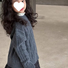 儿童毛衣2024新款秋冬男女童针织打底衫加厚粗针麻花秋冬季上衣