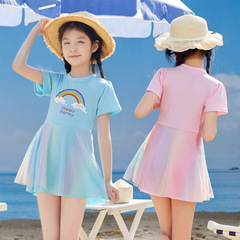 Korean version of the new children's swimsuit for girls, lace skirt suspenders, baby split swimsuit, swimsuit wholesale