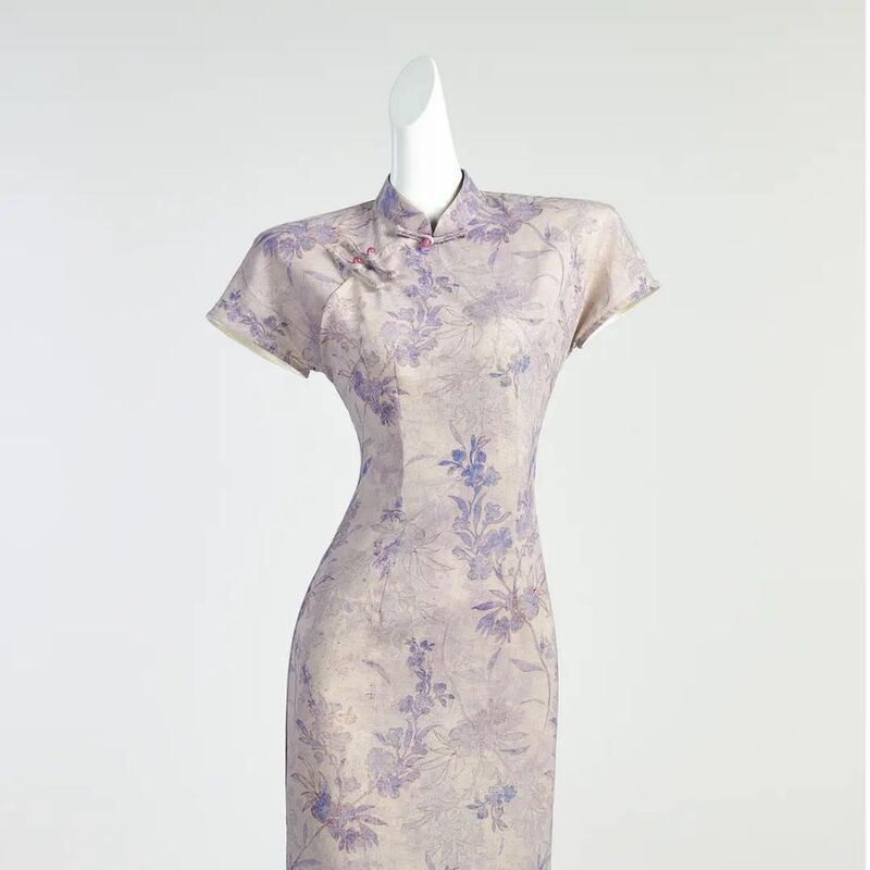 Purple New Chinese-Style Improved Cheongsam Dress, 2026 Spring/Summer New Model, Elegant and Slimming Dress