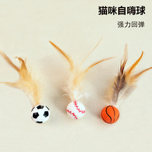 猫玩具弹力球羽毛逗猫棒自嗨解闷神器网红款猫咪追赶互动宠物玩具