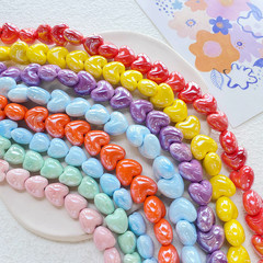 ab彩陶瓷愛心珠子彩色DIY手工串珠手鍊項鍊材料手作耳環飾品配件
