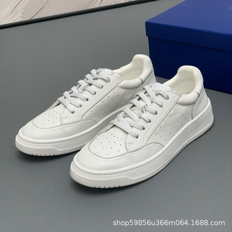 Special Offer Casual White Sneakers Made in Guangdong, Genuine Leather Lace-Up Thick-Soled Height-Increasing Sports Shoes, Comfortable Flat Sneakers for Women