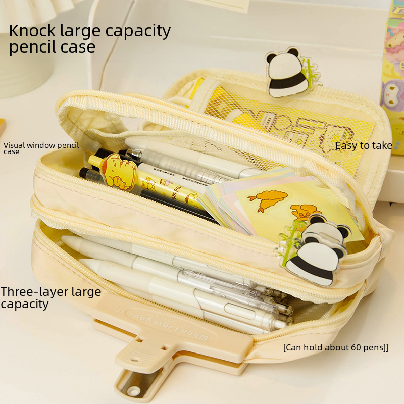 Japanese-style pen case 2023 new model stationery box large capacity simple for girls primary school students, junior and senior high school students, pencil case INS