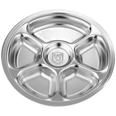 304不鏽鋼餐盤 圓形分格快餐盤 商用飯盤 兒童幼兒園學生成人餐具