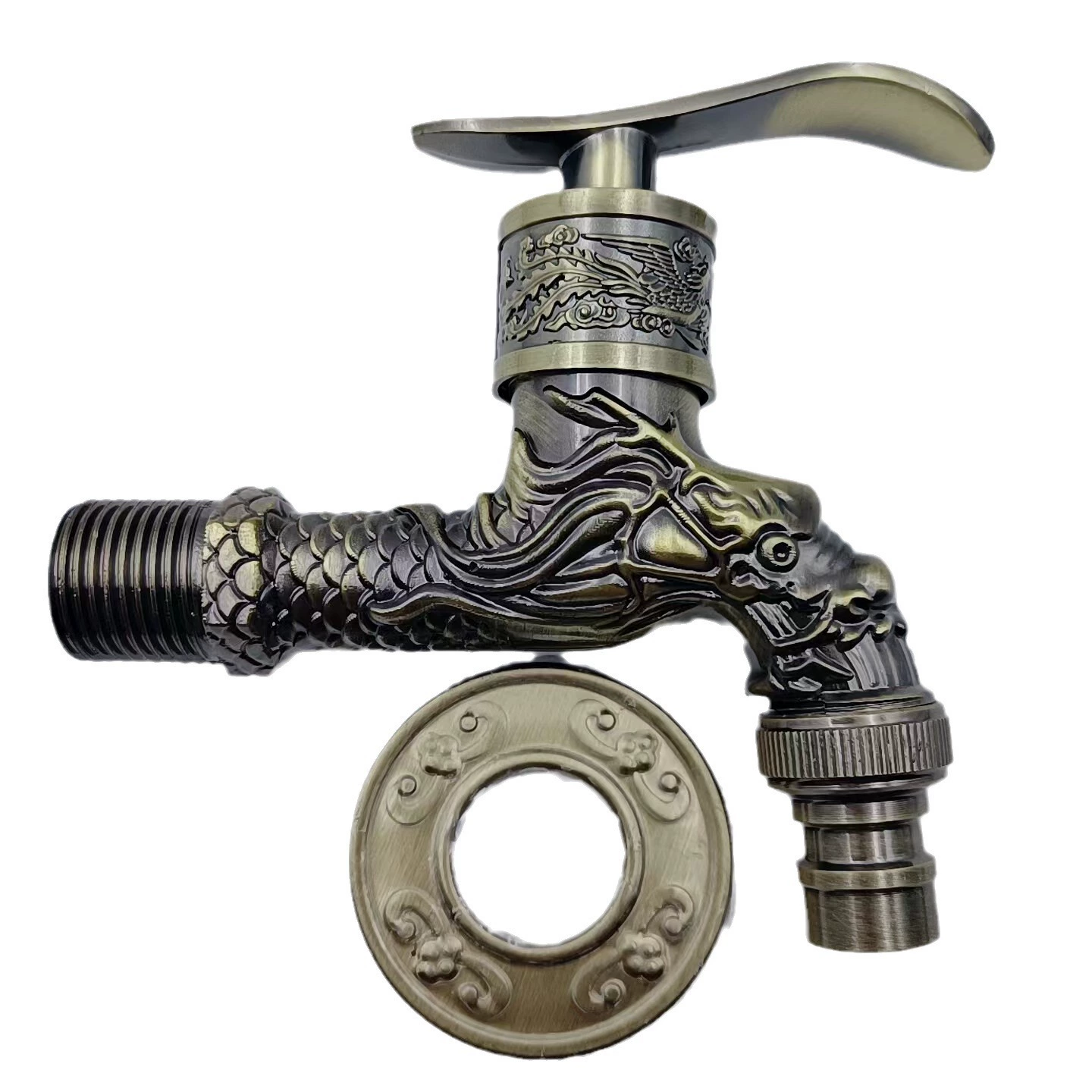 Античный утолщенный смеситель для стиральной машины в европейском стиле в форме дракона, простой ретро-простой четырехточечный универсальный солнцезащитный смеситель для стиральной машины