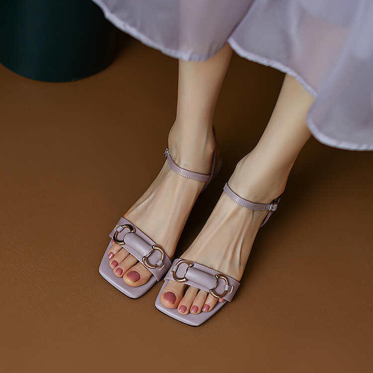 Summer purple sandals with a strap