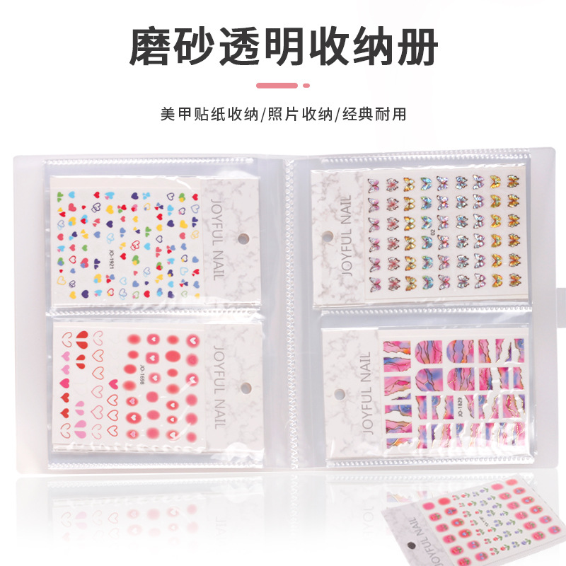 Nuevo álbum japonés de manicuras manicuras 80 folleto de almacenamiento de calcomanías transparentes simple pegatinas esmeriladas almacenamiento de gran capacidad