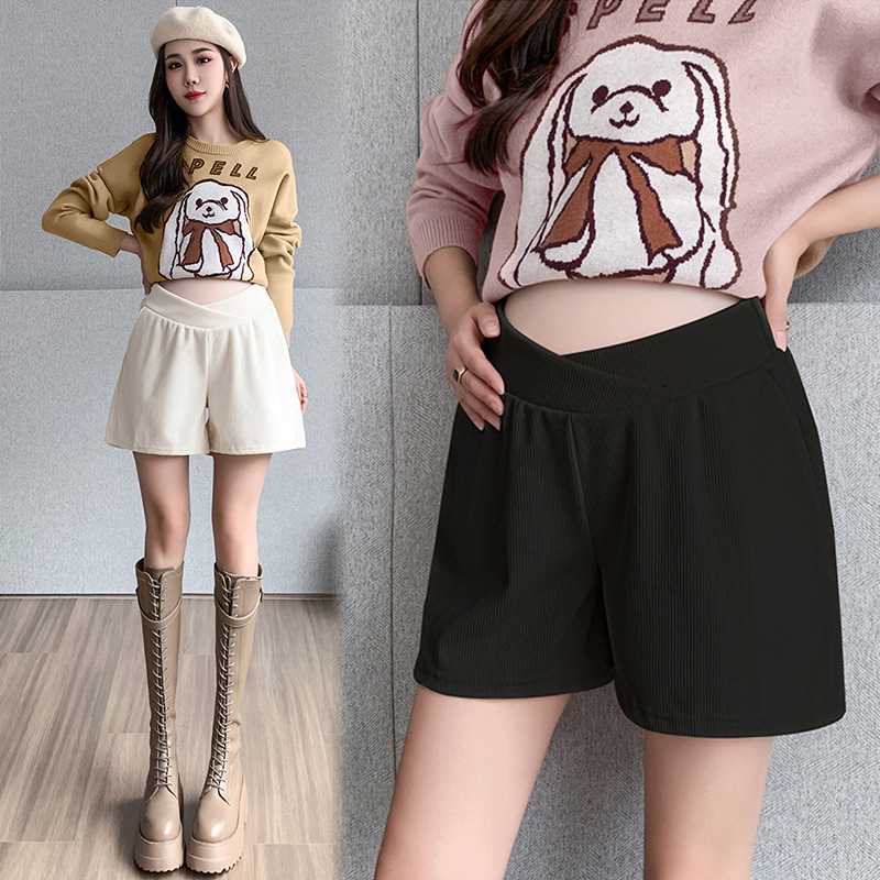 2024 New Pregnant Women's Pants Autumn and Winter Outer Wear Chenille Low Waist Pants Fashionable All-match Slimming Shorts Pantyhose