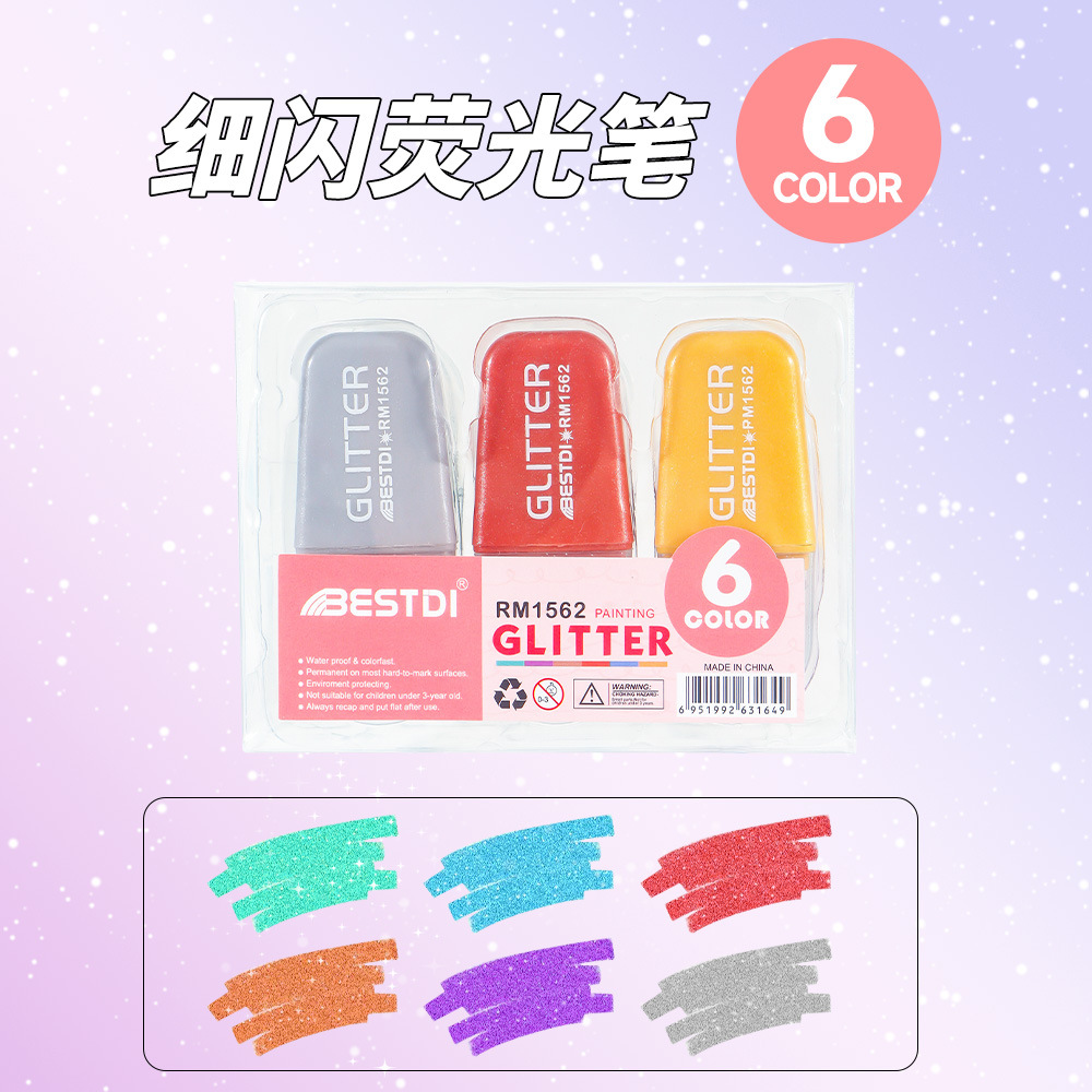 Luz de brillo fino tinta acuosa segura no es fácil de desvanecerse polvo de brillo resaltador pincel de dibujo de estudiantes punta de fibra de alta calidad