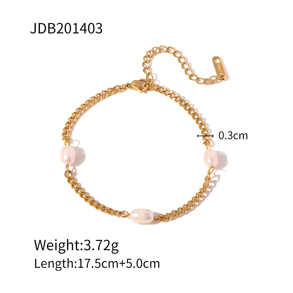 Fashion Geometric Stainless Steel Pearl Plating Bracelets 1 Piece