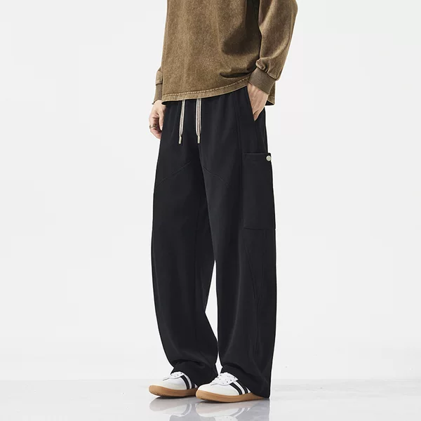 Jyf-M8812 American Black Casual Long Drawstring Pants Men's Spring and Autum Loose Straight Wide Leg Pants Trendyy