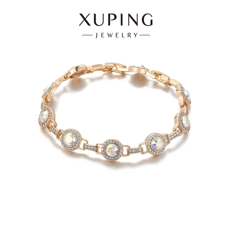 Xuping imitación de la serie de cristal de aleación de cobre chapado 18k pulsera de lujo ligera nueva pulsera de pulsera