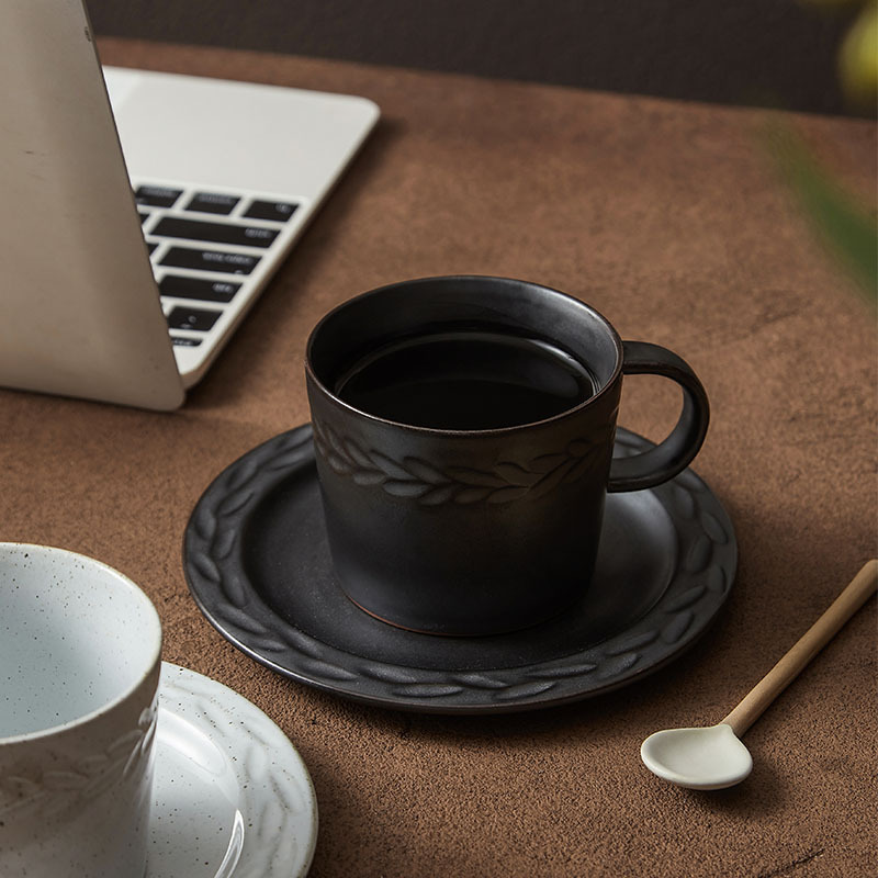 Juego de tazas y platillos de café retro francés, esmalte de horno, taza de té de la tarde de estilo nórdico, taza de té negro de diseño, taza de agua de alta gama