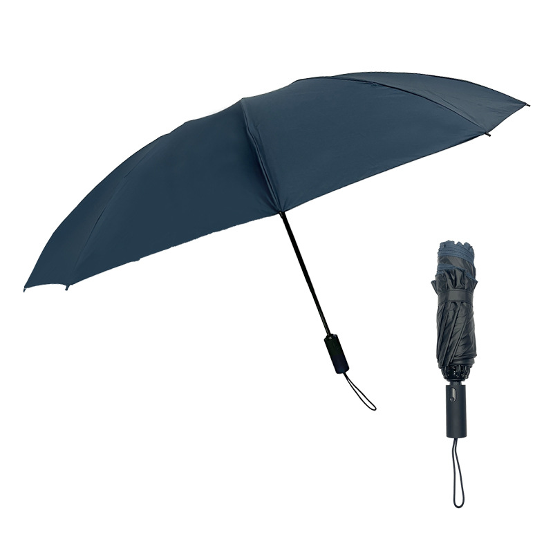 Paraguas inverso automático plegable paraguas de sol grande para hombres y mujeres lluvia de diez huesos de doble uso pegamento negro protección solar paraguas triple al por mayor