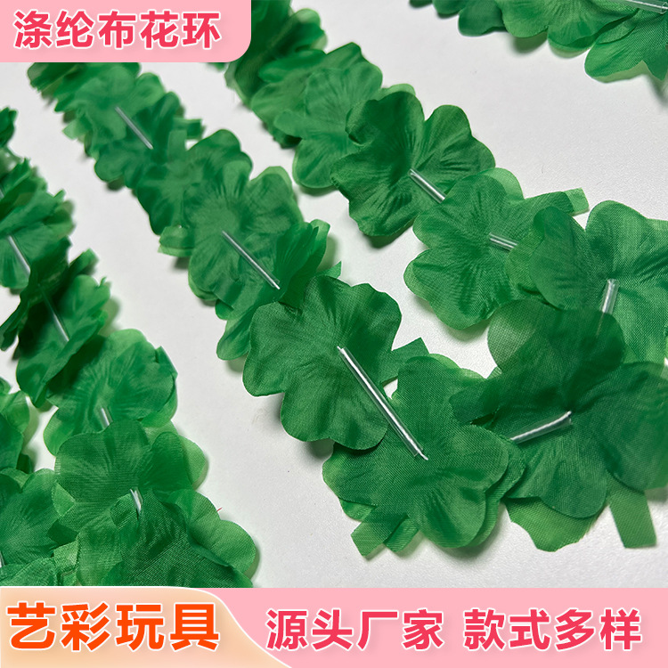 24 pares de 30 pares de pétalos de diámetro 6 cm de trébol poliéster guirlanda de tela Navidad usar guirlanda verde cuello