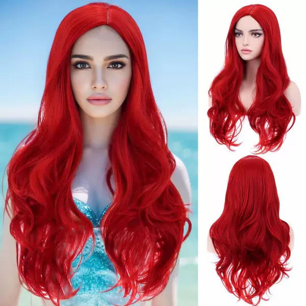 The Little Mermaid Ariel Princess COS Wig Anime Long Curly Red