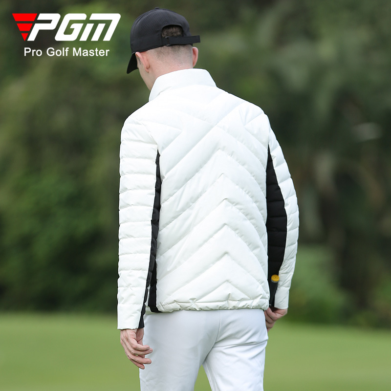 Áo khoác golf nam dài tay mùa đông lông vịt trắng dày thể thao cổ đứng — YF518-Áo khoác trắng, YF518-Áo khoác đen