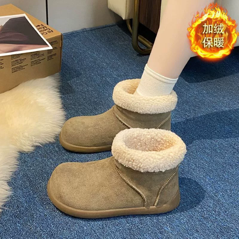 Winter fleece low boots platform, keep warm footwear