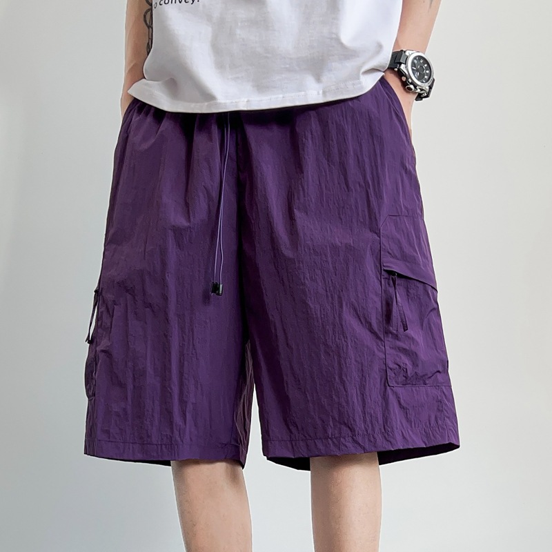 S - 5XL tamaño más grande pantalones de nylon de cinco puntos de hielo seco rápido pantalones cortos de hielo de playa de hombre pantalones casuales delgados pantalones de protección solar hielo