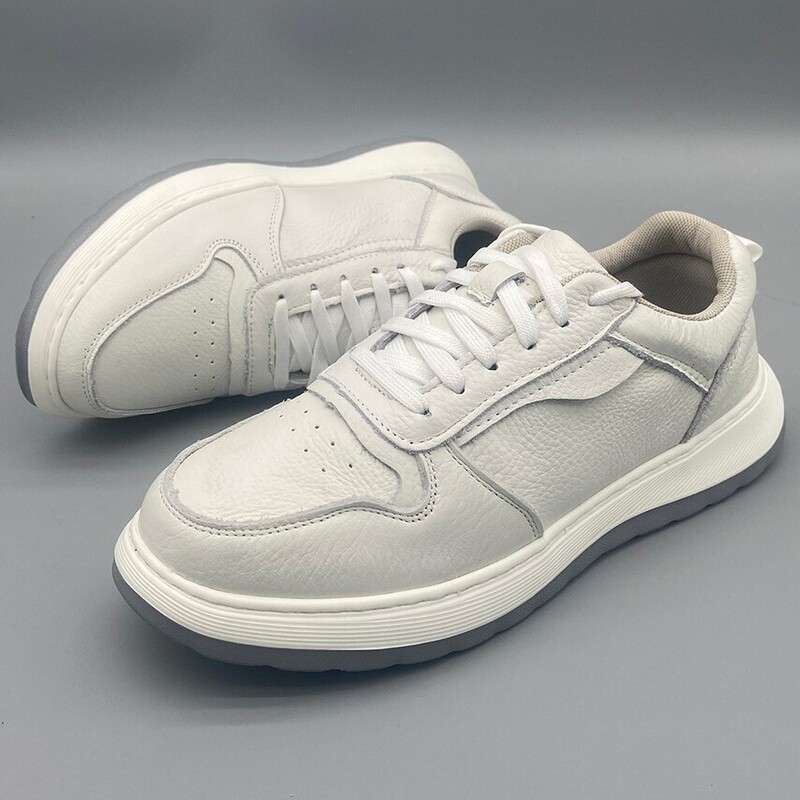 First-Layer Cowhide Casual Sports Men's Shoes, Spring & Fall Lightweight and Comfortable Genuine Leather Dad Walking Shoes, White Shoes, Sneakers, Travel Shoes