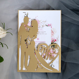 Amazon Valentine's Day Blessing Greeting Card Hollow Wedding Invitation Groom and Bride Wedding Invitation Factory Wholesale
