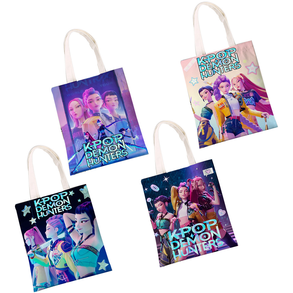 热门动漫男女生帆布袋沙加男团猎魔周边双面彩印单肩包大容量DIY