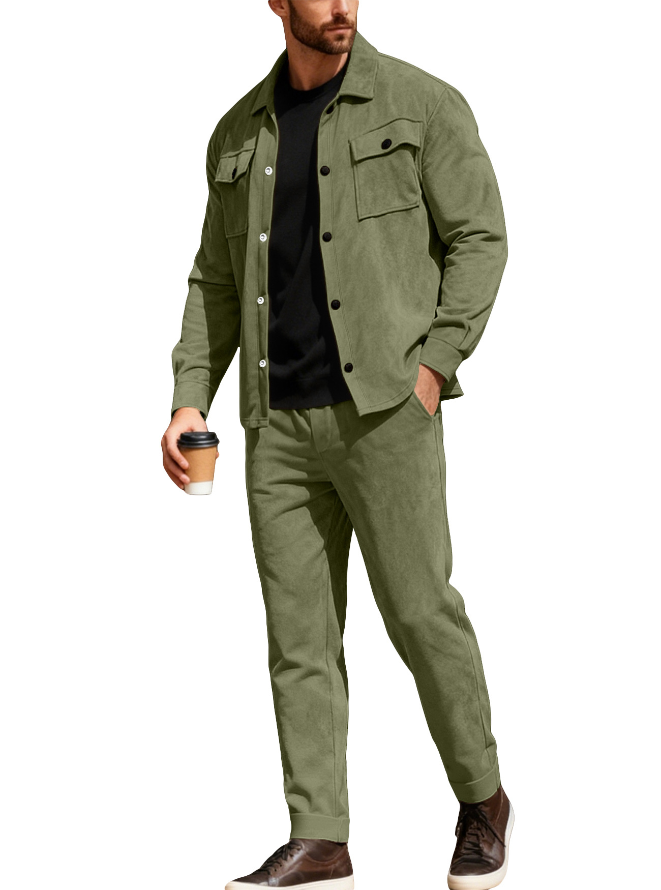 26 transfronterizos Europa y América Amazon hombre ropa de vestir primavera y otoño deportes casuales de peluche chaqueta de correa de negocios pantalones