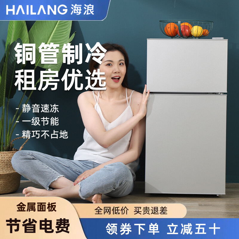Wave Small Refrigerator Special Price Household Small Rental Dormitory Double-Door Power-Saving Refrigeration and Refrigeration Energy-Saving Mini Refrigerator