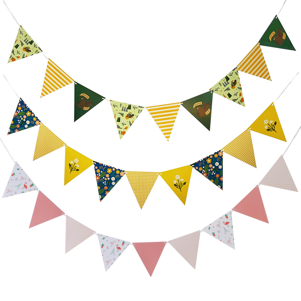 Korean Version Cartoon Triangular Bunting Holiday Decoration Bunting Ins Camping Bunting