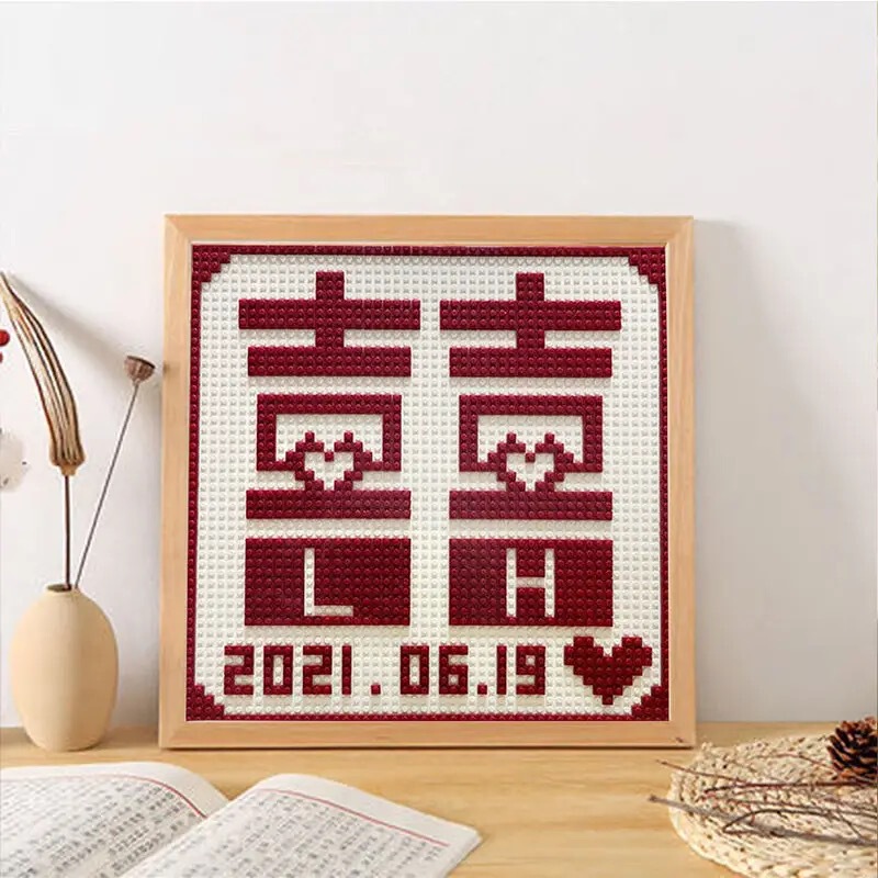 積み木喜字フォトフレーム手作りdiy新婚プレゼントの親友が結婚して新人のアイデアを贈る|undefined