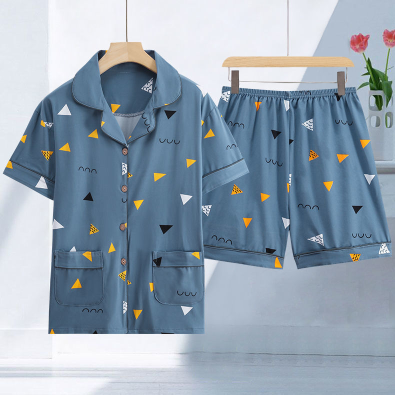 Pijamas de algodón para mujer de talla grande pantalones de manga corta de verano estilo coreano Delgado ropa de confinamiento suelta traje de dos piezas