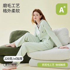クラスA 220グラム厚いカップルパジャマ女性綿綿秋冬毛磨き保温女性綿パジャマ家服セット