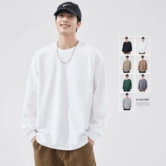 厳選250グラムの重ポンド純綿長袖tシャツのゆったりした純色の上着の白いtシャツの底のシャツの中に男女のタイプがあります。