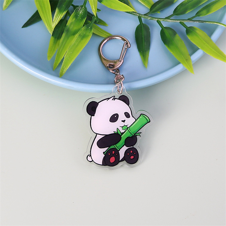 アニメパンダのキーホルダーアクリルペンダント学生の祝日のプレゼント飾りかわいいキーホルダーのアクセサリー|undefined