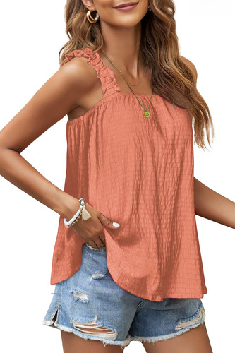  Amazon European and American style new spring/summer ribbed elastic solid color camisole top women's cross-border women's clothing foreign trade