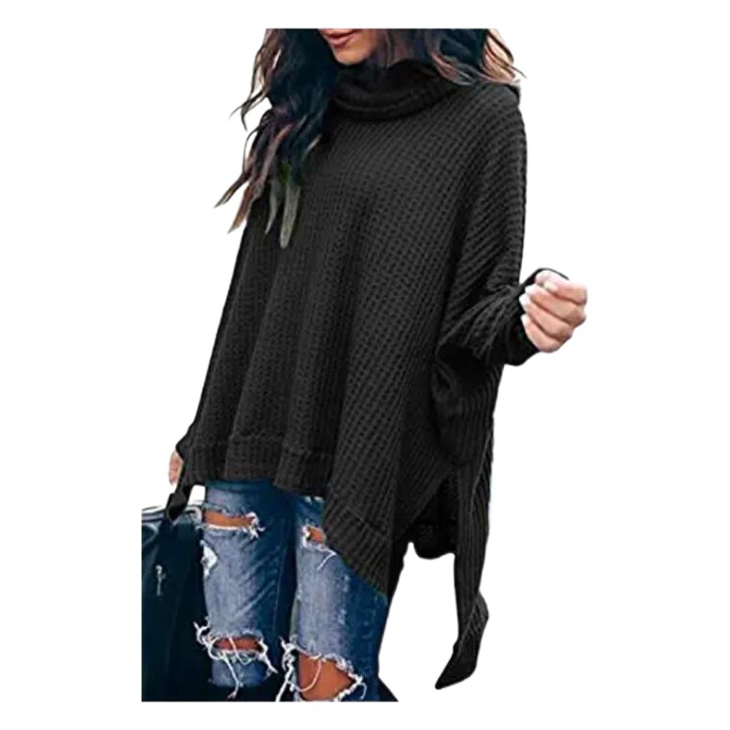 Europa y América transfronteriza AliExpress Amazon otoño nueva moda de cuello alto manga larga blusa irregular suéter