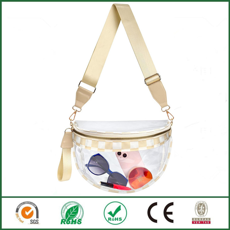 Plaid Pattern Waist Bag Transparent Bag Suitable for Stadium Events Women's Crossbody Waist Bag Sports Day Stadium Bag Plaid Pattern Waist Bag Transparent Bag Suitable for Stadium Events Women's Crossbody Waist Bag Sports Day Stadium Bag