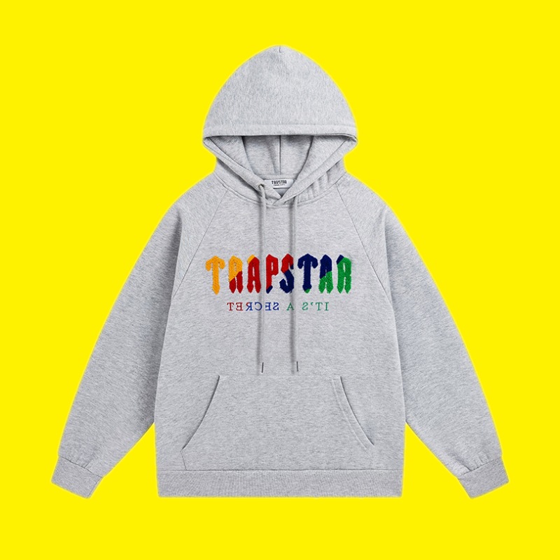 Trapstar azul Tigre cabeza toalla bordado traje forro polar suéter con capucha ceñida deportes casual pantalones largos