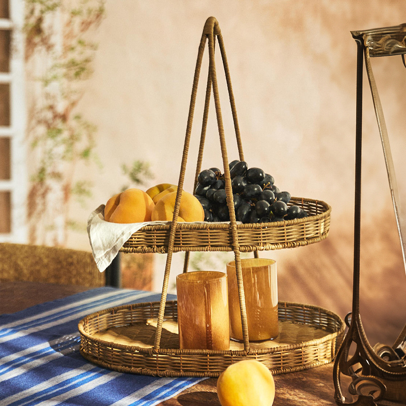 Cesta de tejido de vidano real de doble capa ktv tienda de hot pot bocadillos cesta de tejido cesta de almacenamiento de frutas, refresco, pan de pan