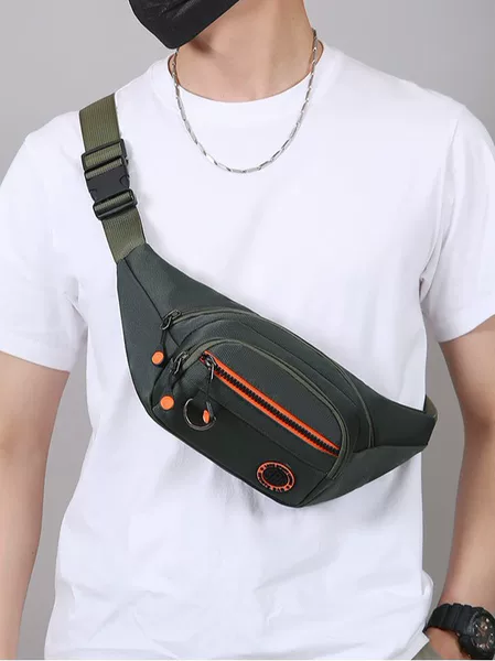 Wear-Resistant Sports Crossbody Bag for Commuting, Trendy Versatile Chest Bag, Multi-Compartment Shoulder Bag, Oxford Cloth Men's Waist Bag