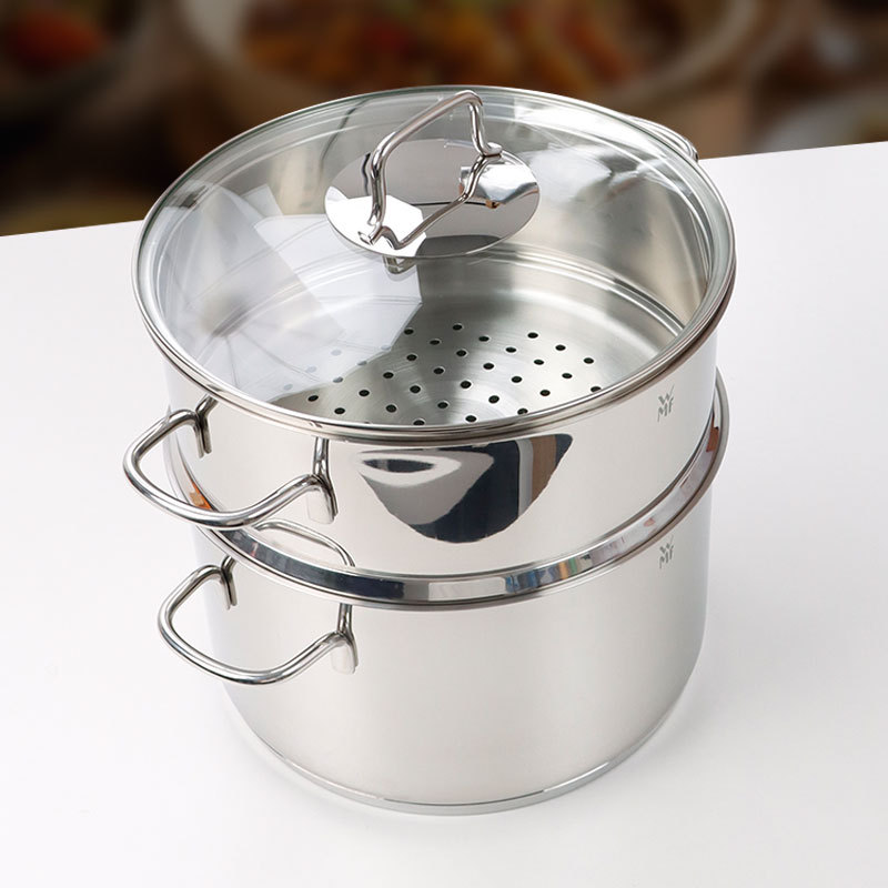 德国设计WMF蒸锅家用不锈钢加厚小蒸笼汤锅双层蒸锅蒸煮一体 批采