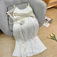 特价清仓交叉绑带系带无袖长款连衣裙女设计感可调节吊带不退不换