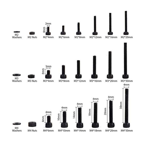 1080pcs304 stainless steel cylindrical head hexagon socket screws 12.9 grade cup head hexagon socket nut combination set