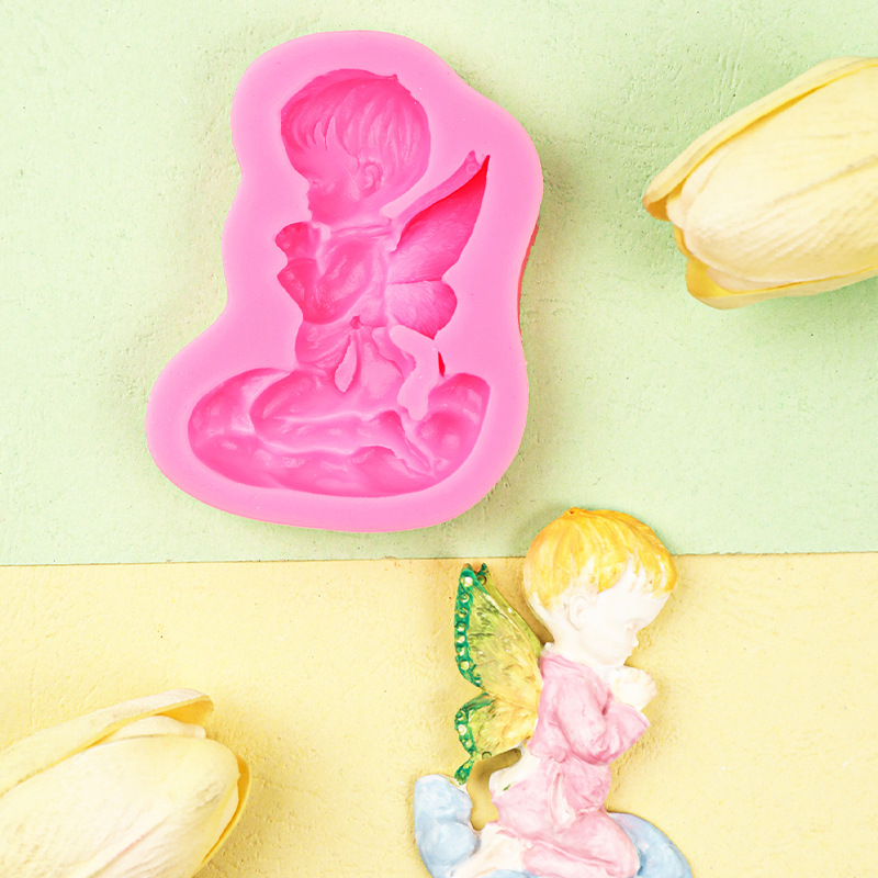Deseo niño Ángel fondant silicona molde DIY oración bebé FORMA DE Ángel pastel chocolate decoración arcilla